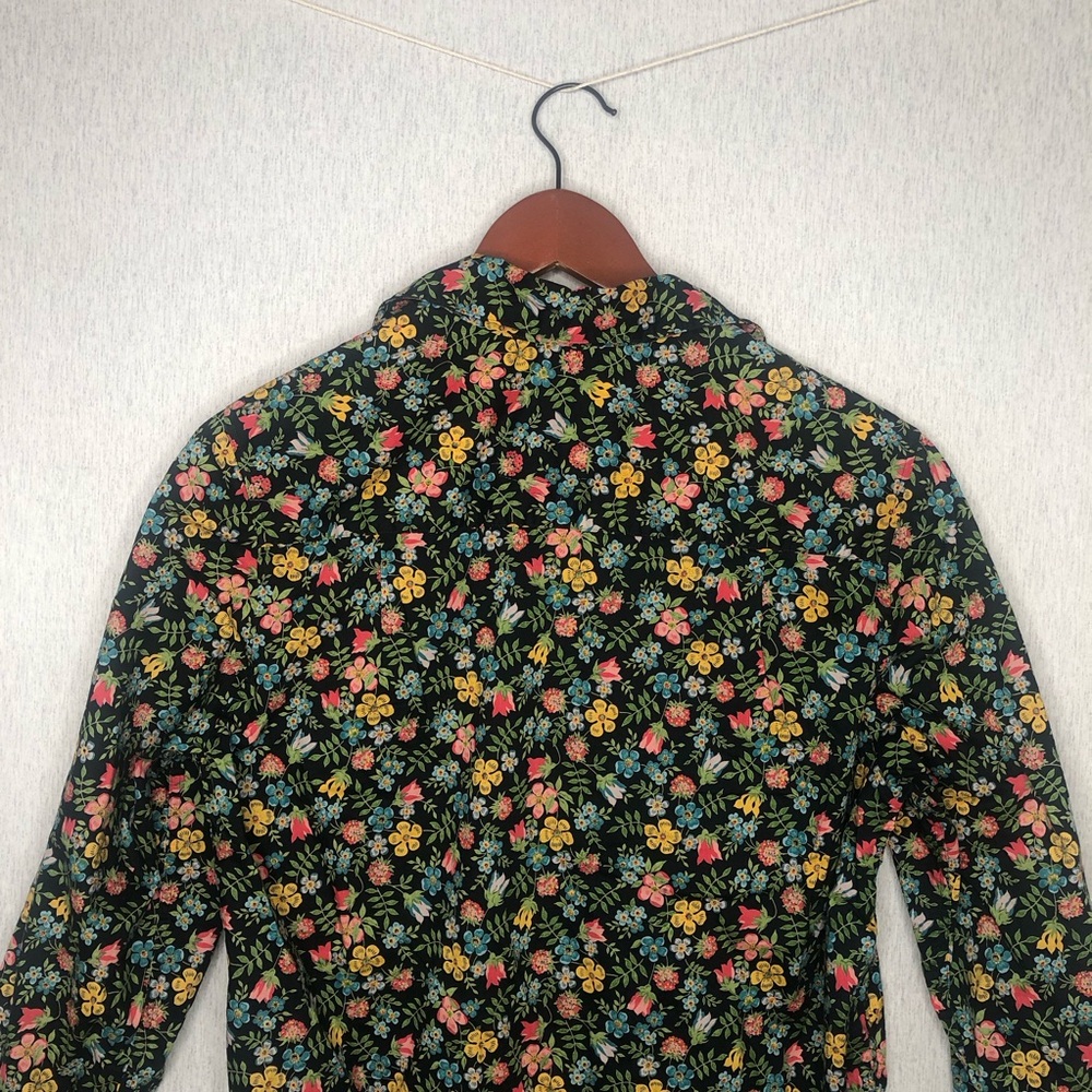 LIBERTY Women's Button Front Shirt Floral Dark Long Sleeve Collared US Size 6 - Picture 8 of 14